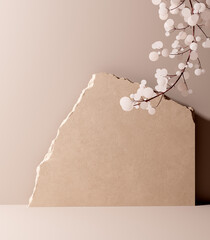 Aufkleber - Stone slab podium minimal empty scene for cosmetic product display. 3d rendering object showcase template