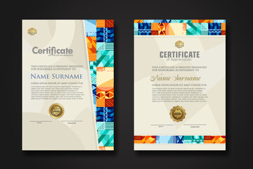 certificate template with geometric artwork design and simple shapes.vector illustration