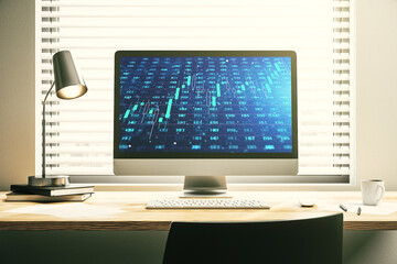 Aufkleber - Stats data illustration on modern laptop monitor, computing and analytics concept. 3D Rendering