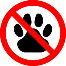 Forbidden Sign Entry With Animals. No Dog Allowed Icon. Vector Illustration.