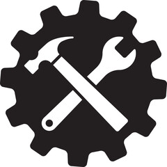 Wall Mural - Setting icon vector with work cog gear element. Cogweel mechanism symbol.