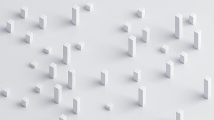 Poster - Abstract 3d animation, white geometric background design, 4k seamless looped video