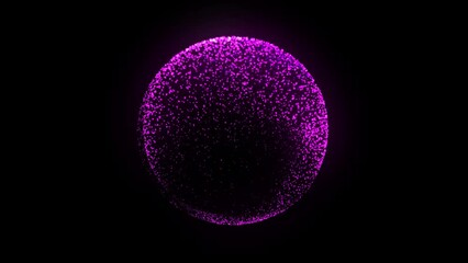 beautiful looped dynamic distortion waves on abstract futuristic sphere of particles with glow digital effect concept