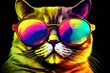 © standret - Colorful vibrant logo of cat in sunglasses. Beautiful illustration picture. Generative AI