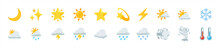 20 Weather Icons On White Background, Vector 10 Eps.