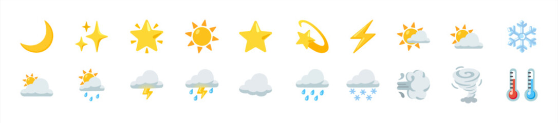 20 weather icons on white background, vector 10 eps.
