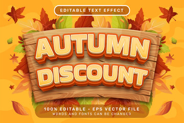 Poster - autumn discount 3d text effect and editable text effect with leaf autumn illustration