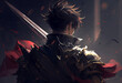 ©  iiulia - A guy with a sword in battle in anime style. AI Generated