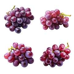 Wall Mural - Bunch of ripe red grapes isolated on transparent background