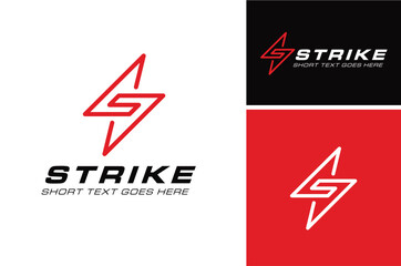 Initial Letter S Strike Storm Stun with Electric Flash Thunder Lightning Bolt logotype typography Lettering Monogram logo design