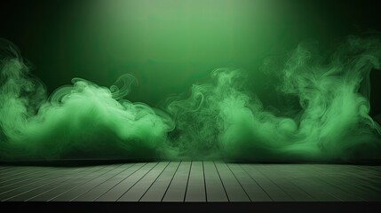 Wall Mural - green smoke wooden floor abstract modern background presentation for product placement