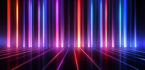 Wall Mural - abstract background with color strips and light lines