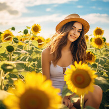 Girl With Sunflowers