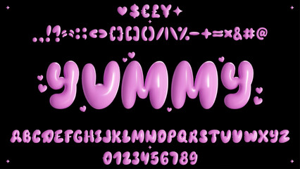 vector illustration - 3d pink bubble typeface design. trendy font with glossy plastic effect. set in