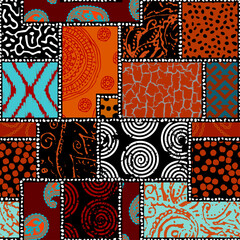 Leinwandbilder - Geometric abstract grunge vintage pattern. Ikat style. Seamless vector image.