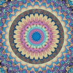 Poster - Vector seamless mosaic art pattern. Mandala Art background.