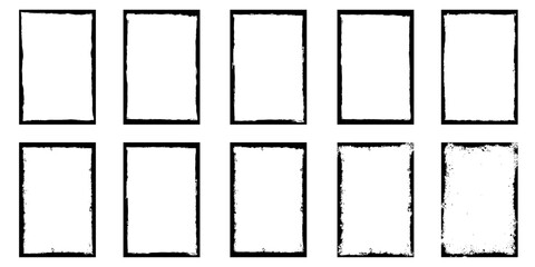 Fototapete - Grunge frame collecton. Grounge border set.