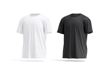 Canvas Print - Blank black and white oversize t-shirt mockup, side view
