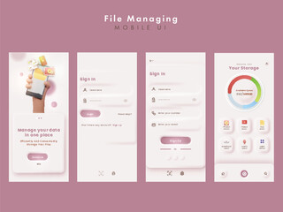 Poster - File Managing Mobile UI Kit Including as Login, Sign Up, Data Storage Screen for Responsive Website.