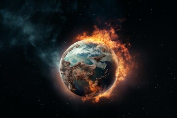 Wall Mural - fires around planet. generate ai