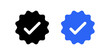 blue verified badge or tag check mark tick icon approved symbol. valid icon , social media account profile verification icons