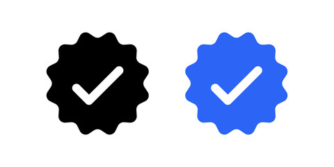 Aufkleber - blue verified badge or tag check mark tick icon approved symbol. valid icon , social media account profile verification icons
