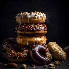 Wall Mural - donuts, dessert, donut, closeup, breakfast,