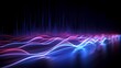 Optical data concept depicted by abstract glowing lines on a dark background. The high speed, vast capacity data transmission enabled by optical fiber technology in today's digital age. Generative AI