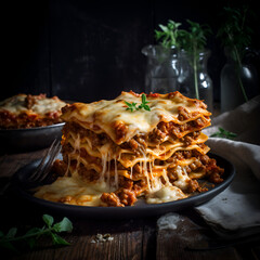 Canvas Print - lasagna bolognese, lasagna, italian cuisine,