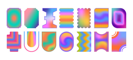 Fototapete - Color Gradient Blend Frames and Shapes Set Trendy Element Design Isolated on a White Background. Vector illustration