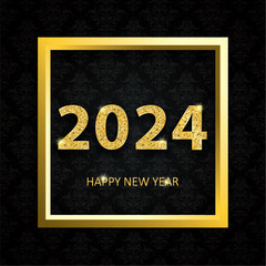 Wall Mural - 2024 Golden Frame Black Ornaments Wallpaper