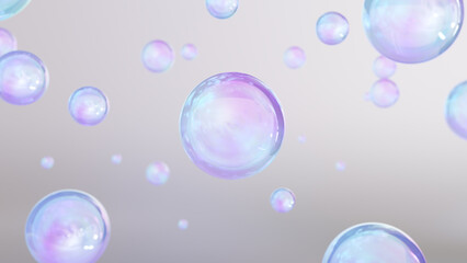 Poster - Abstract flowing circles on a pastel-colored background with white space. A sphere with a rainbow of colors in 3D. Template for a modern, minimalist gradient. a 3D rendering