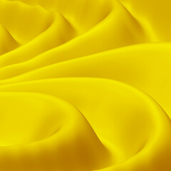 Poster - Golden silk cloth fabric background with smooth waves and curves in 3d rendering