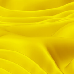 Poster - Golden silk cloth fabric background with smooth waves and curves in 3d rendering