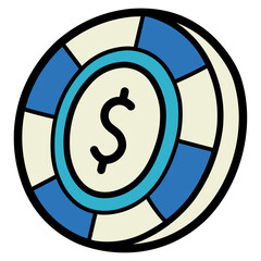 Sticker - poker chip filled outline icon style