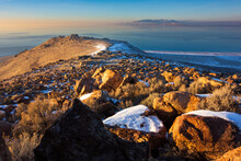 An Evening View From Antelope Island Above Great Salt Lake, Utah