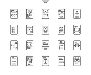 Poster - mobile wireframe. home screen. breadcrumb. gallery swipe. prototypes for mobile applications. pixel 
