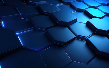 Wall Mural - abstract blue background with hexagons