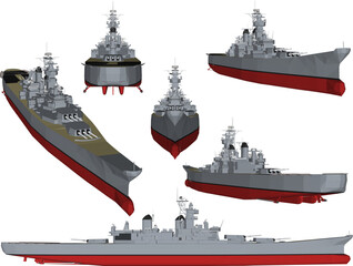 Wall Mural - Vector sketch illustration of war carrier in sea full of weapons for battle