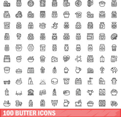 Sticker - 100 butter icons set. Outline illustration of 100 butter icons vector set isolated on white background