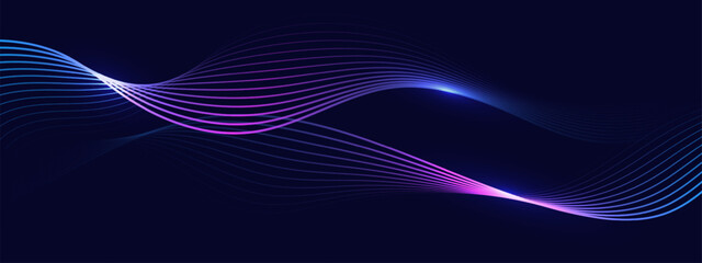 Wall Mural - 	
Abstract dark background with glowing wave. Technology hi-tech futuristic template. Vector illustration	
