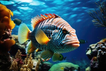 Poster - fish on coral reef underwater, AI Generated