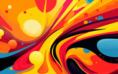 Wall Mural - Abstract colorful background with waves and circles. Generative AI technology.
