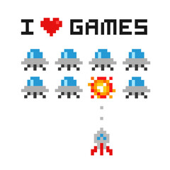 Poster -  8-bit computer video game style poster with 