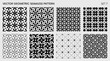 © max_776 - Seamless vector elegant abstract geometric pattern for various design, Black and white rhythmic repeating texture, creative modern background with element various shapes, set 7