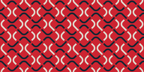 Fototapete - Abstract geometric seamless pattern, vector elegant color rhythmic repeating texture with wavy intertwining lines ornament