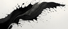 Abstract Black Ink Splatter, Splotch, Blots, Smudges, Inkblot, Splashes On White Background