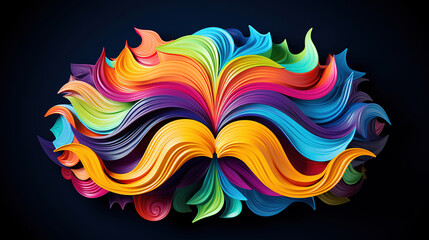 Movember Mustache moustache colorful colourful. Generative Ai