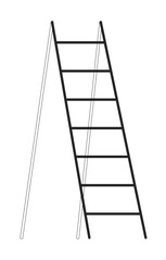 Fototapete - Wooden ladder flat monochrome isolated vector object. Folding step ladder. Editable black and white line art drawing. Simple outline spot illustration for web graphic design