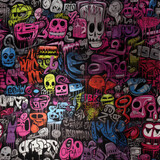 Fototapeta Młodzieżowe - Graffiti art seamless repeat pattern, colorful funky 
